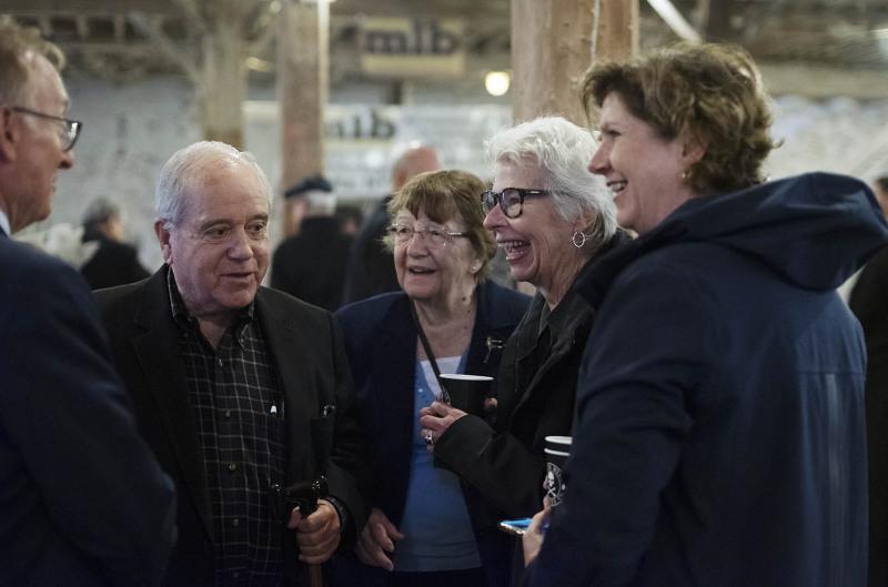 Patrons chat before a press conference announcing the beginning of the public campaign at the new home of theREP in Livingston Square in Albany Thursday, October 3, 2019.